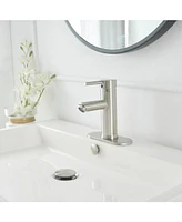 Greenspring Brushed Nickel Bathroom Faucet Single Hole Single Handle Water Saving Lavatory Vanity Sink Modern Faucet with Cover Plate Commercial Mixer