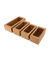 Seville Classics 4-Piece Bamboo Food Storage Bag Holder Set