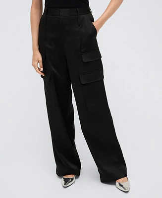 Kenneth Cole Women's High Rise Satin Double Cargo Pants