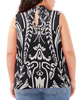 Vince Camuto Plus Printed Mock Neck Sleeveless Top, Created for Macy's