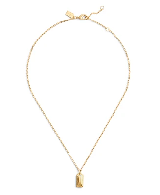 Coach Gold-Tone Signature Stitched Hangtag Pendant Necklace