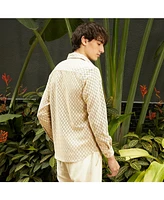 Campus Sutra Men's Saltbox Beige Checkered-Textured Shirt