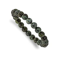 Chisel 8mm Green Eye Agate Beaded Stretch Bracelet