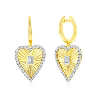 Simona Sterling Silver, D-c Heart Cz Earrings - Gold Plated