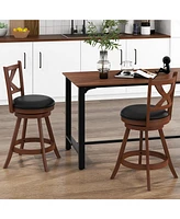Set of 2 Bar Stools 24'' Classic Counter Height Swivel Chairs for Kitchen Pub