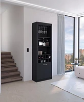 Vass Cabinet 4-Tier, Glass Holder Stemware Rack, Wine Cabinet, Liquor Cabinet, 10 Bottle Cubbies, 4 Shelves