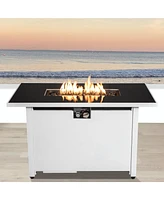 Mondawe 25 H x 42 W Steel Outdoor Fire Pit Table with Lid