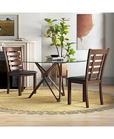 Wooden Dining Chairs Set of with Upholstered Seat & Rubber High Back