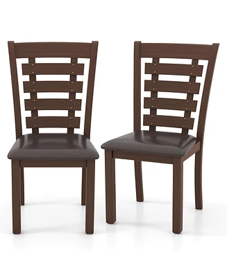 Costway Wooden Dining Chairs Set of with Upholstered Seat & Rubber High Back