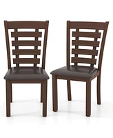 Wooden Dining Chairs Set of with Upholstered Seat & Rubber High Back