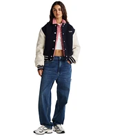 Tommy Jeans Women's Striped-Trim Colorblocked Varsity Jacket