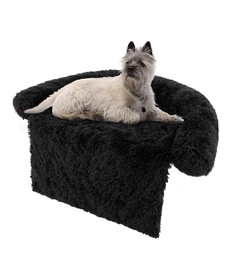 Costway Plush Calming Dog Couch Bed with Anti-Slip Bottom Plush Mat for Medium Dogs & Cats
