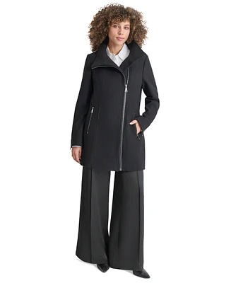 Dkny Womens Asymmetrical Zip Coat, Created for Macys