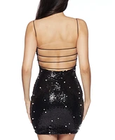 B Darlin Juniors' Embellished Open-Back Bodycon Dress