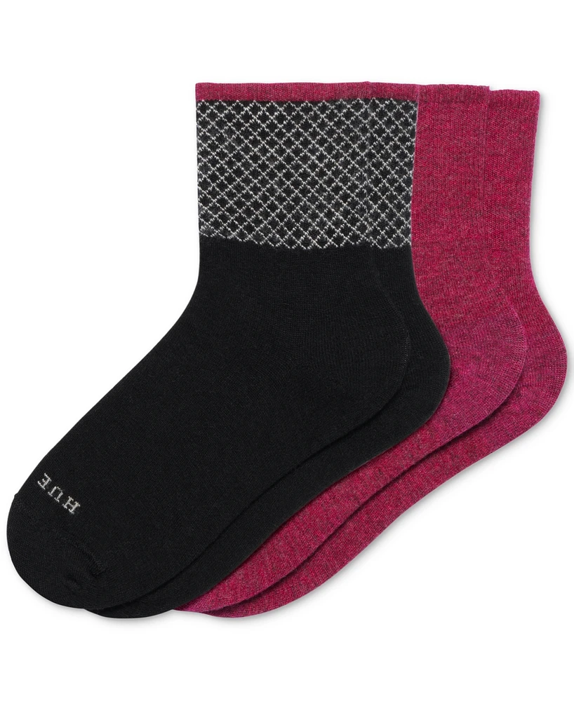 Hue Women's Wool-Blend Mini Crew Socks, 2-Pack