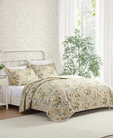 Laura Ashley Roses Reversible -Pc. Quilt Set