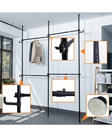 Slickblue Double Adjustable Clothing Rack for Hanging Clothes