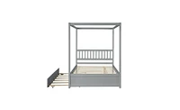 Slickblue Full Size Canopy Bed with Twin Trundle for Stylish Sleep Solutions