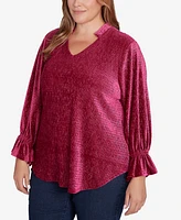 Ruby Rd. Plus Smocked Velvet Blouse