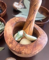 BeldiNest Olive Wood Rustic Edge Pestle and Mortar