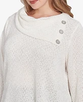 Ruby Rd. Plus Split Cowl Neck Chenille Shine Knit Top