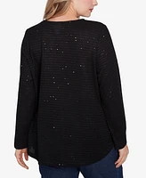 Ruby Rd. Plus Diamond Detail Sequin Knit Top