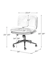 Hulala Home Lindsay Mid Century Modern Task Chair Faux Leather +Polyester/Polyester Blend