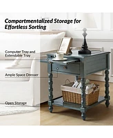 Hulala Home Eteria Traditional 26" Tall End Table with Soild Wood
