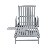 vidaXL Patio Sun Lounger Gray Solid Acacia Wood