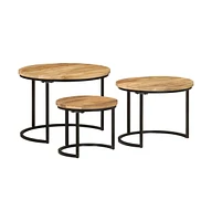 vidaXL Nesting Tables 3 pcs Solid Rough Wood Mango