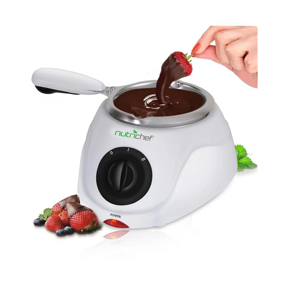 NutriChef Electric Chocolate Melting Pot Fondue Set, 0.55 lbs Capacity