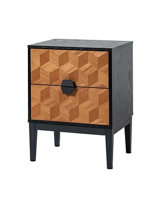 Hulala Home Modern Apakah 25" Tall 2-Drawer Nightstand