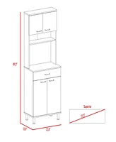 Depot E-Shop Helis 60 Pantry Double Door Cabinet, One Drawer, Four Legs, Three Shelves