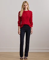 Lauren Ralph Petite Aran-Knit Crewneck Sweater