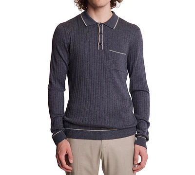 Paisley & Gray Men's Slim Fit Long Sleeve Tipped Polo Sweater