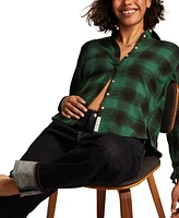 Lucky Brand Women's Cotton Clyde Plaid Boyfriend Shirt