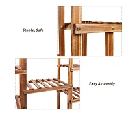 Unho 6 Tier Wood Garden Plant Rack Storage Flower Pot Stand for Indoor and Outdoor