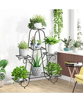 Unho 7 Tier Metal Plant Holder Stand Patio Corner Plant Shelf Decorative Flower Stand