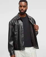 Mode of One Men's Faux-Leather Trucker Jacket, Exclusively at Macy's