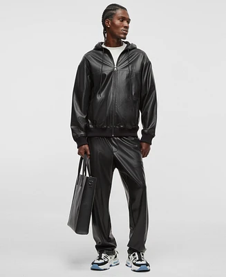 Mode of One Men's Faux-Leather Hoodie, Exclusively at Macy's