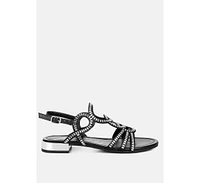 London Rag Jisters Cut Out Detail Rhinestone Flat Sandals