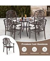 Costway Pcs Patio Cast Aluminum Chairs Outdoor Metal Armchairs with Ergonomic Curved Seat