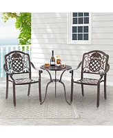 Costway Pcs Patio Cast Aluminum Chairs Outdoor Metal Armchairs with Ergonomic Curved Seat