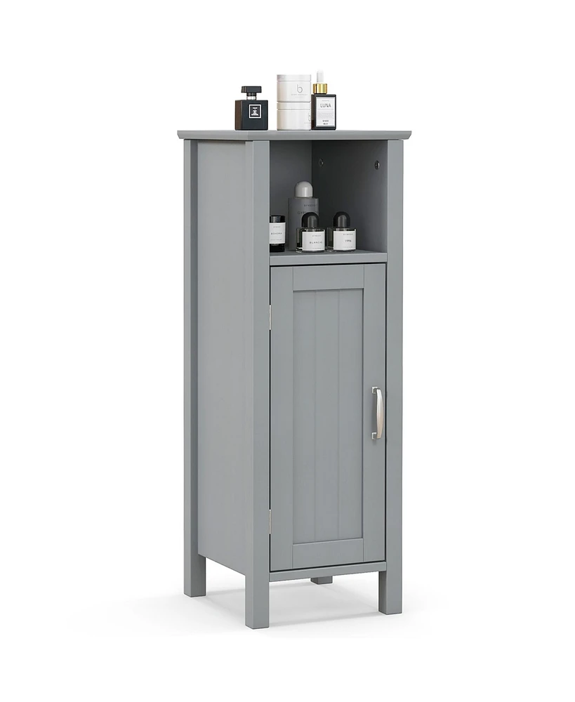 Gymax Bathroom Storage Organizer Narrow Floor Cabinet w/ 2-Tier Cabinet Open Compartment