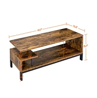 Yaheetech Modern Industrial Free Standing Tv Table Wood Media Console Table with Storage Shelf