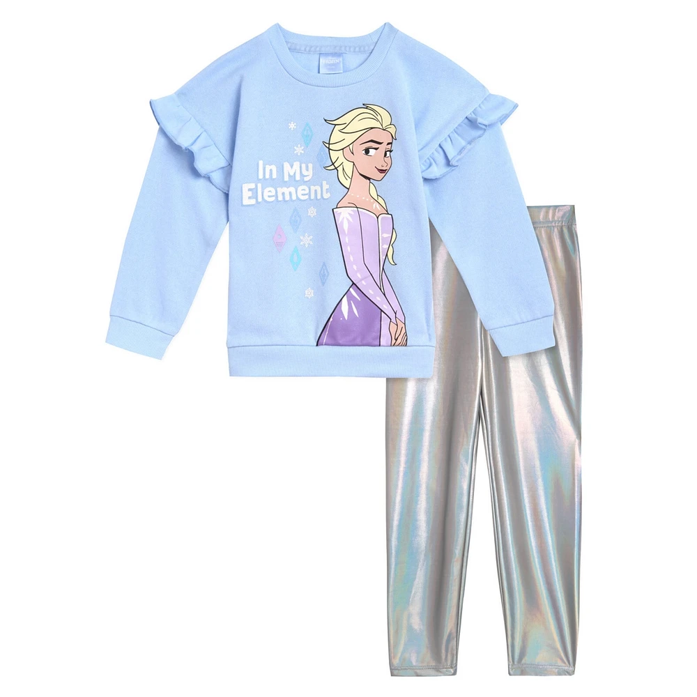 Frozen Girls Disney Minnie Mouse Princess Fleece Sweatshirt and Leggings Outfit Set