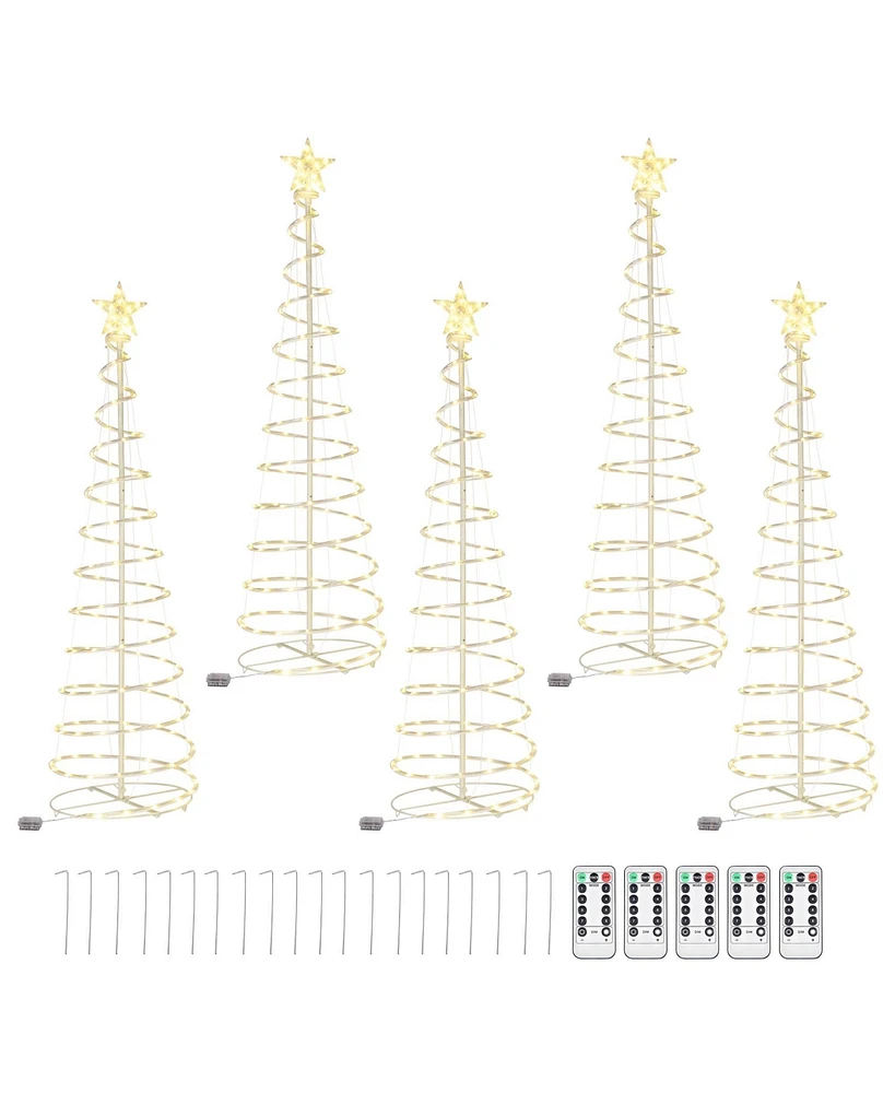 Yescom Twinkle 6Ft Spiral Christmas Tree Light 182 LEDs 8Models Outdoor Patio Yard Holiday Party Decor Warm White 5Pcs