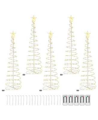 Yescom Twinkle 6Ft Spiral Christmas Tree Light 182 LEDs 8Models Outdoor Patio Yard Holiday Party Decor Warm White 5Pcs