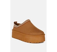 London Rag Struter Embroidered Platform Fur Classic Slip-On