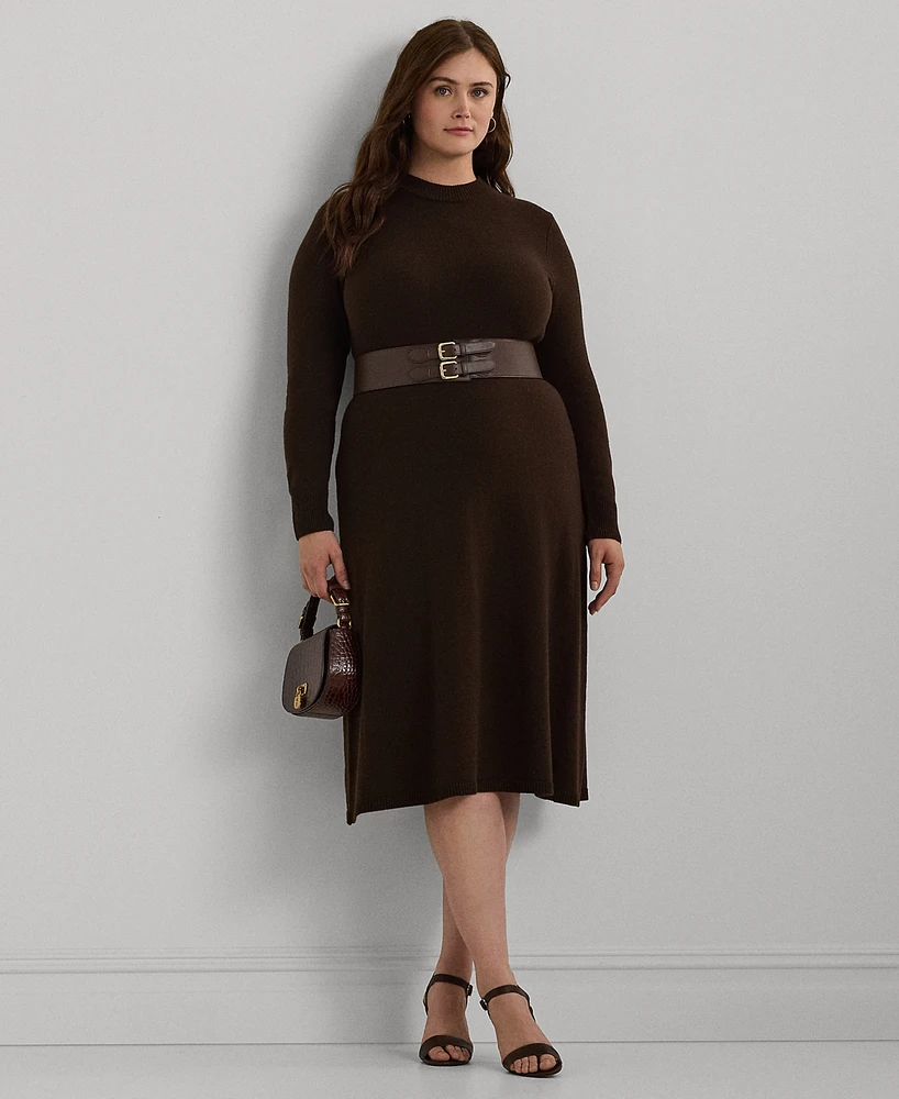 Lauren Ralph Plus Wool-Blend Long-Sleeve Sweater Dress